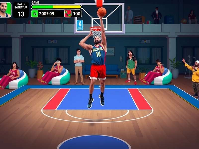 Dunk Champion IN Gameplay Screenshot showing desi-themed characters and court